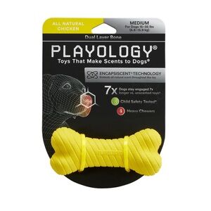Playology Dual Layer Dog Bone Toy Flavor Chicken Size M